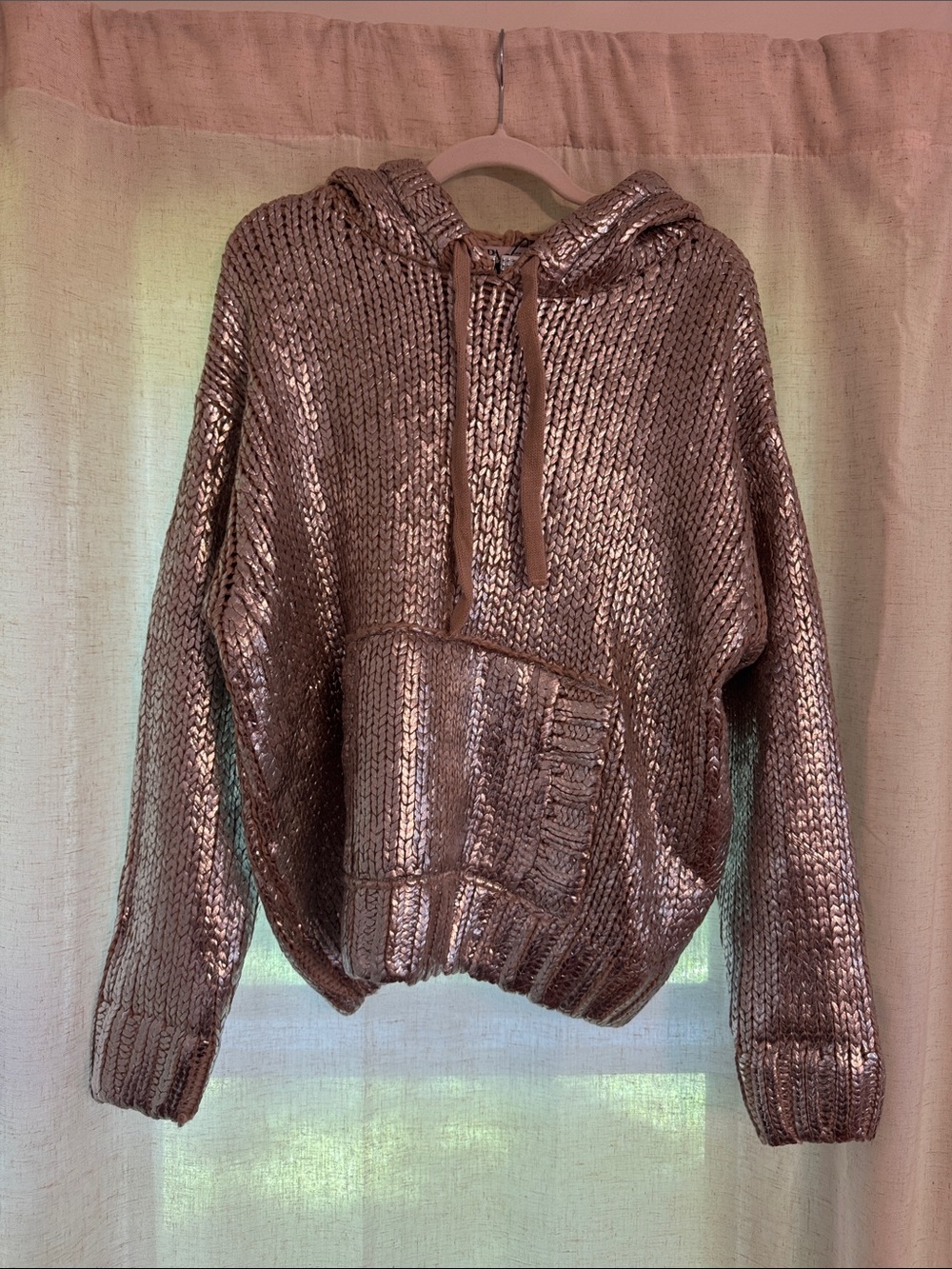 Zara Metallic Knit Hoodie